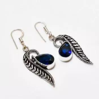 Ювелирные серьги ручной работы с лондонским голубым топазом, посеребренные 925 пробы, 1,89 дюйма