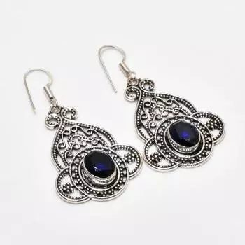 Ювелирные серьги ручной работы с лондонским голубым топазом, посеребренные 925 пробы, 1,89 дюйма