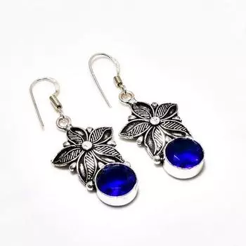 Ювелирные серьги ручной работы с лондонским голубым топазом, посеребренные 925 пробы, 1,89 дюйма