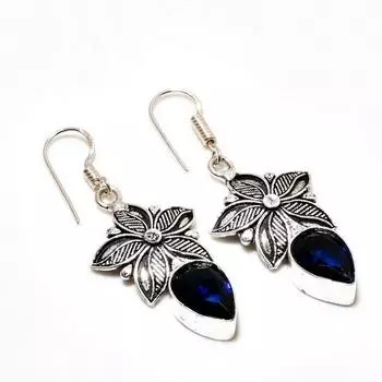 Ювелирные серьги ручной работы с лондонским голубым топазом, посеребренные 925 пробы, 1,89 дюйма