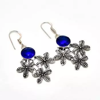 Ювелирные серьги ручной работы с лондонским голубым топазом, посеребренные 925 пробы, 1,89 дюйма