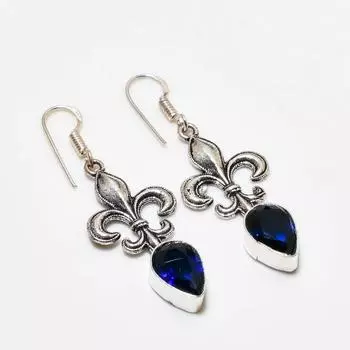 Ювелирные серьги ручной работы с лондонским голубым топазом, посеребренные 925 пробы, 1,89 дюйма