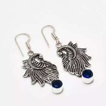 Ювелирные серьги ручной работы с лондонским голубым топазом, посеребренные 925 пробы, 1,89 дюйма