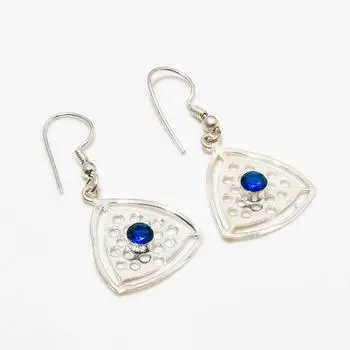 Ювелирные серьги ручной работы с лондонским голубым топазом, посеребренные 925 пробы, 1,70 дюйма