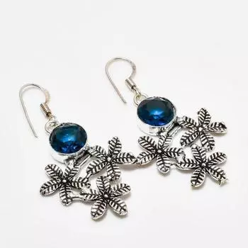 Ювелирные серьги ручной работы с лондонским голубым топазом, посеребренные 925 пробы, 1,89 дюйма