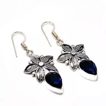 Ювелирные серьги ручной работы с лондонским голубым топазом, посеребренные 925 пробы, 1,89 дюйма