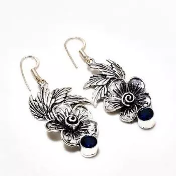 Ювелирные серьги ручной работы с лондонским голубым топазом, посеребренные 925 пробы, 2,08 дюйма