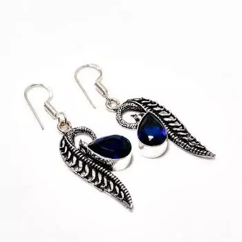 Ювелирные серьги ручной работы с лондонским голубым топазом, посеребренные 925 пробы, 1,89 дюйма