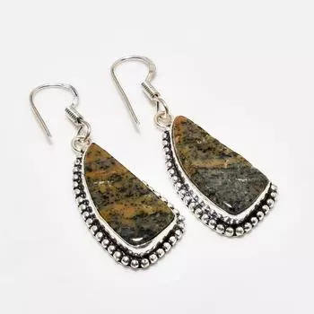 Ювелирные серьги ручной работы с медовым дендритным камнем, посеребренные 925 пробы, 1,89 дюйма