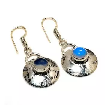 Ювелирные серьги ручной работы с молочным опалом 925 пробы, посеребренные, 1,51 дюйма