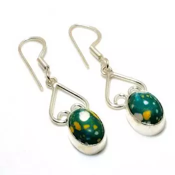 Ювелирные серьги ручной работы с мозаичным камнем 925 пробы, посеребренные, 1,89 дюйма