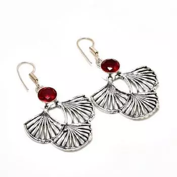 Ювелирные серьги ручной работы с мозамбикским гранатом, посеребренные 925 пробы, 1,89 дюйма