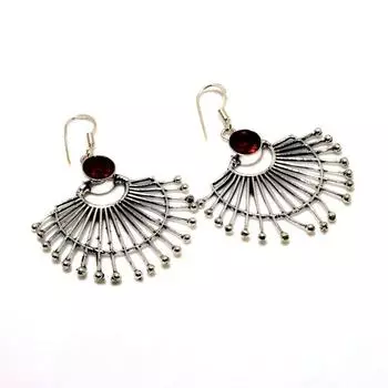 Ювелирные серьги ручной работы с мозамбикским гранатом 925 пробы, посеребренные, 2,12 дюйма