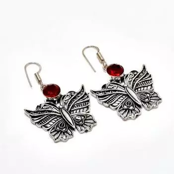 Ювелирные серьги ручной работы с мозамбикским гранатом, посеребренные 925 пробы, 1,89 дюйма