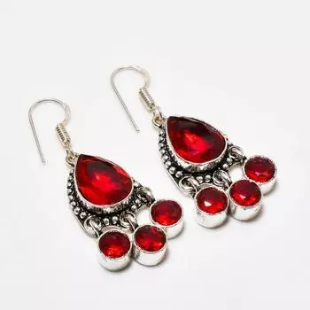 Ювелирные серьги ручной работы с мозамбикским гранатом, посеребренные 925 пробы, 1,89 дюйма