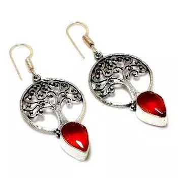 Ювелирные серьги ручной работы с мозамбикским гранатом 925 пробы, посеребренные, 2,08 дюйма