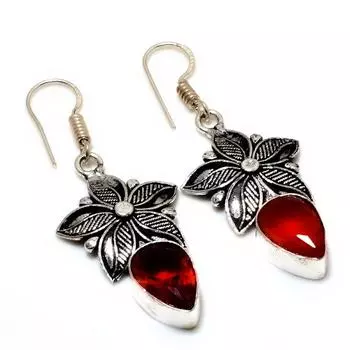 Ювелирные серьги ручной работы с мозамбикским гранатом 925 пробы, посеребренные, 1,89 дюйма