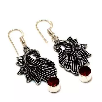 Ювелирные серьги ручной работы с мозамбикским гранатом 925 пробы, посеребренные, 1,89 дюйма