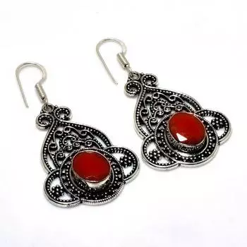 Ювелирные серьги ручной работы с мозамбикским гранатом 925 пробы, посеребренные, 1,89 дюйма