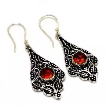 Ювелирные серьги ручной работы с мозамбикским гранатом 925 пробы, посеребренные, 1,89 дюйма