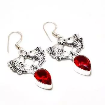 Ювелирные серьги ручной работы с мозамбикским гранатом, посеребренные 925 пробы, 1,70 дюйма