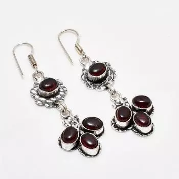 Ювелирные серьги ручной работы с мозамбикским гранатом, посеребренные 925 пробы, 2,27 дюйма