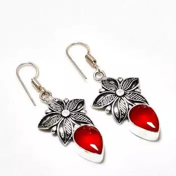 Ювелирные серьги ручной работы с мозамбикским гранатом, посеребренные 925 пробы, 1,89 дюйма