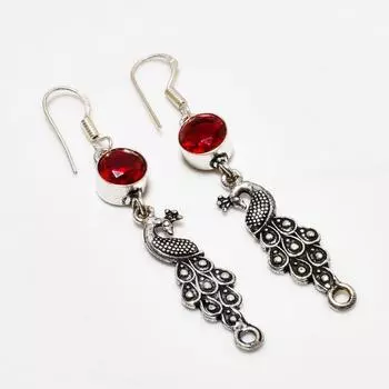 Ювелирные серьги ручной работы с мозамбикским гранатом, посеребренные 925 пробы, 2,38 дюйма