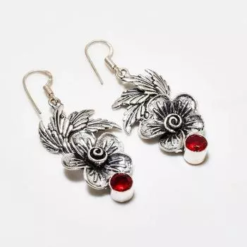 Ювелирные серьги ручной работы с мозамбикским гранатом, посеребренные 925 пробы, 2,08 дюйма