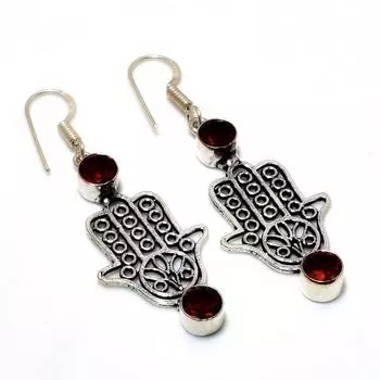 Ювелирные серьги ручной работы с мозамбикским гранатом 925 пробы, посеребренные, 2,08 дюйма