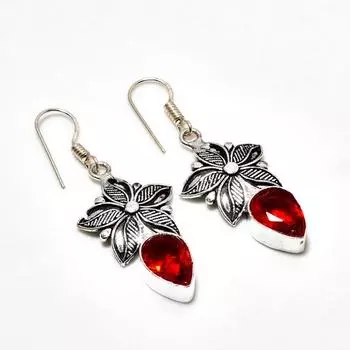 Ювелирные серьги ручной работы с мозамбикским гранатом, посеребренные 925 пробы, 1,89 дюйма