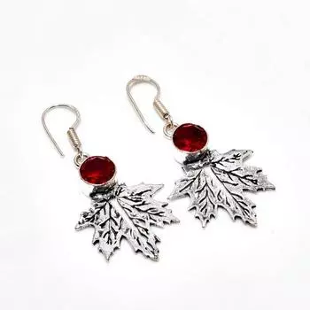 Ювелирные серьги ручной работы с мозамбикским гранатом, посеребренные 925 пробы, 1,89 дюйма