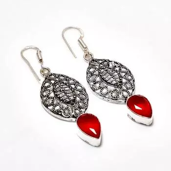 Ювелирные серьги ручной работы с мозамбикским гранатом, посеребренные 925 пробы, 2,27 дюйма