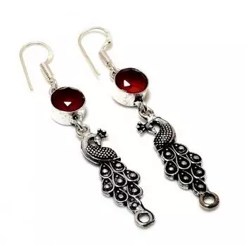 Ювелирные серьги ручной работы с мозамбикским гранатом 925 пробы, посеребренные, 2,38 дюйма