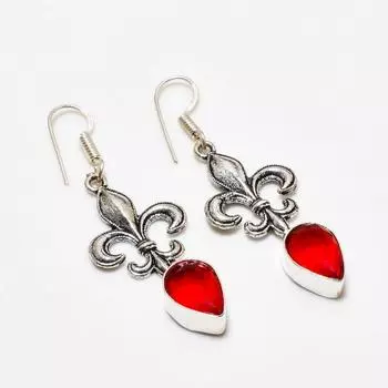 Ювелирные серьги ручной работы с мозамбикским гранатом, посеребренные 925 пробы, 1,89 дюйма