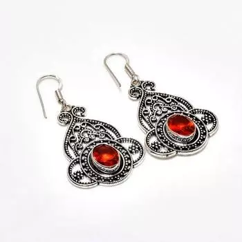 Ювелирные серьги ручной работы с мозамбикским гранатом, посеребренные 925 пробы, 1,89 дюйма