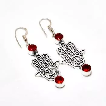 Ювелирные серьги ручной работы с мозамбикским гранатом, посеребренные 925 пробы, 2,08 дюйма