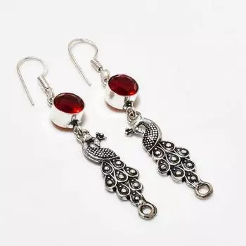 Ювелирные серьги ручной работы с мозамбикским гранатом, посеребренные 925 пробы, 1,89 дюйма
