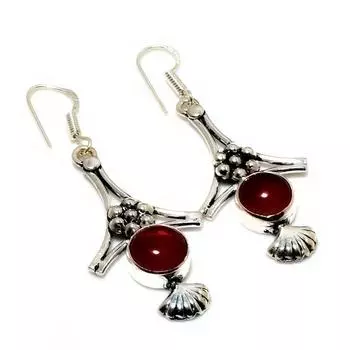 Ювелирные серьги ручной работы с мозамбикским гранатом 925 пробы, посеребренные, 2,27 дюйма
