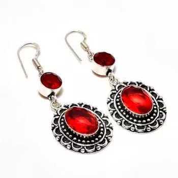 Ювелирные серьги ручной работы с мозамбикским гранатом, посеребренные 925 пробы, 2,27 дюйма