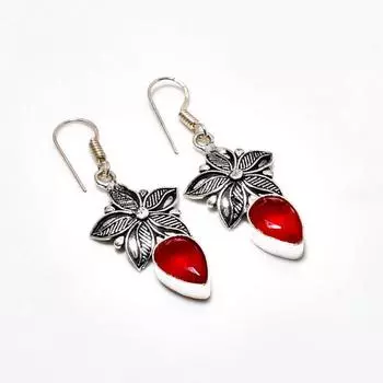 Ювелирные серьги ручной работы с мозамбикским гранатом, посеребренные 925 пробы, 1,89 дюйма