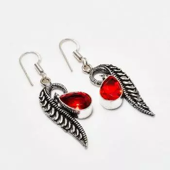 Ювелирные серьги ручной работы с мозамбикским гранатом, посеребренные 925 пробы, 1,89 дюйма