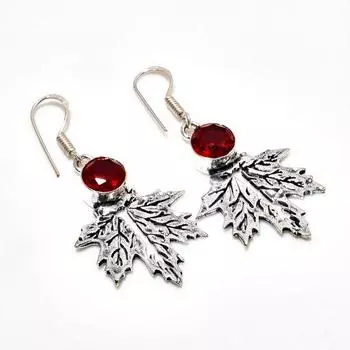 Ювелирные серьги ручной работы с мозамбикским гранатом, посеребренные 925 пробы, 1,89 дюйма