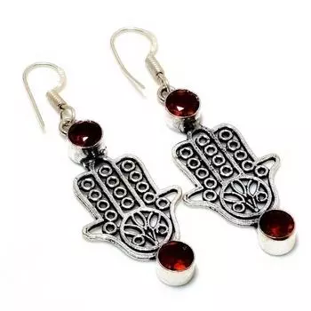 Ювелирные серьги ручной работы с мозамбикским гранатом 925 пробы, посеребренные, 2,08 дюйма