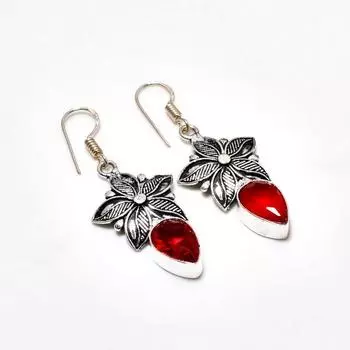 Ювелирные серьги ручной работы с мозамбикским гранатом, посеребренные 925 пробы, 1,89 дюйма