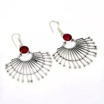 Ювелирные серьги ручной работы с мозамбикским гранатом 925 пробы, посеребренные, 2,12 дюйма