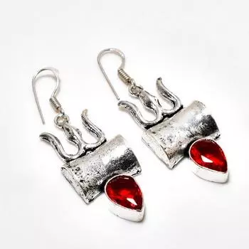Ювелирные серьги ручной работы с мозамбикским гранатом, посеребренные 925 пробы, 2,08 дюйма
