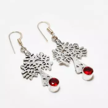 Ювелирные серьги ручной работы с мозамбикским гранатом, посеребренные 925 пробы, 2,08 дюйма