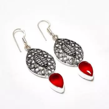 Ювелирные серьги ручной работы с мозамбикским гранатом, посеребренные 925 пробы, 2,27 дюйма