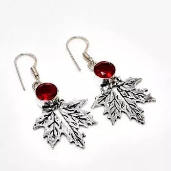 Ювелирные серьги ручной работы с мозамбикским гранатом, посеребренные 925 пробы, 1,89 дюйма